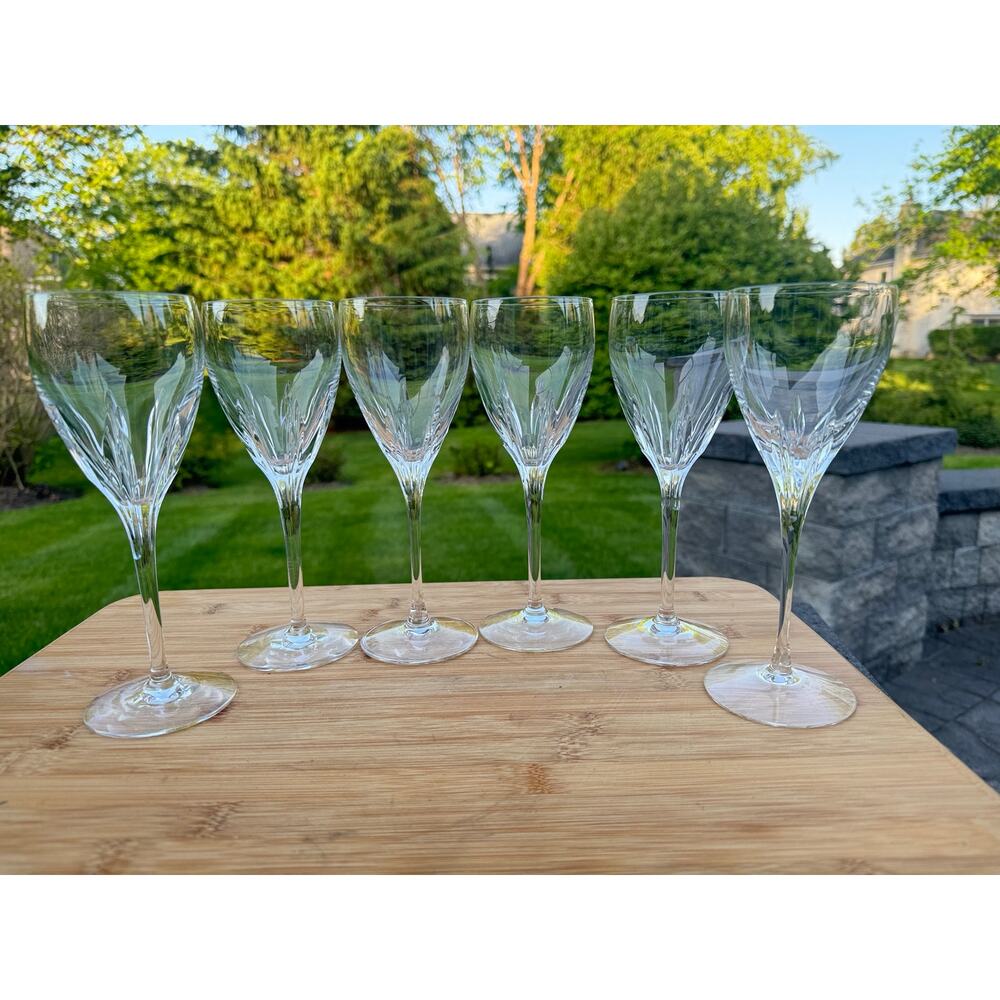 Lenox Crystal Firelight Water 7-3/4” Wine Glasses platinum 6 Oz ~Set Of 4